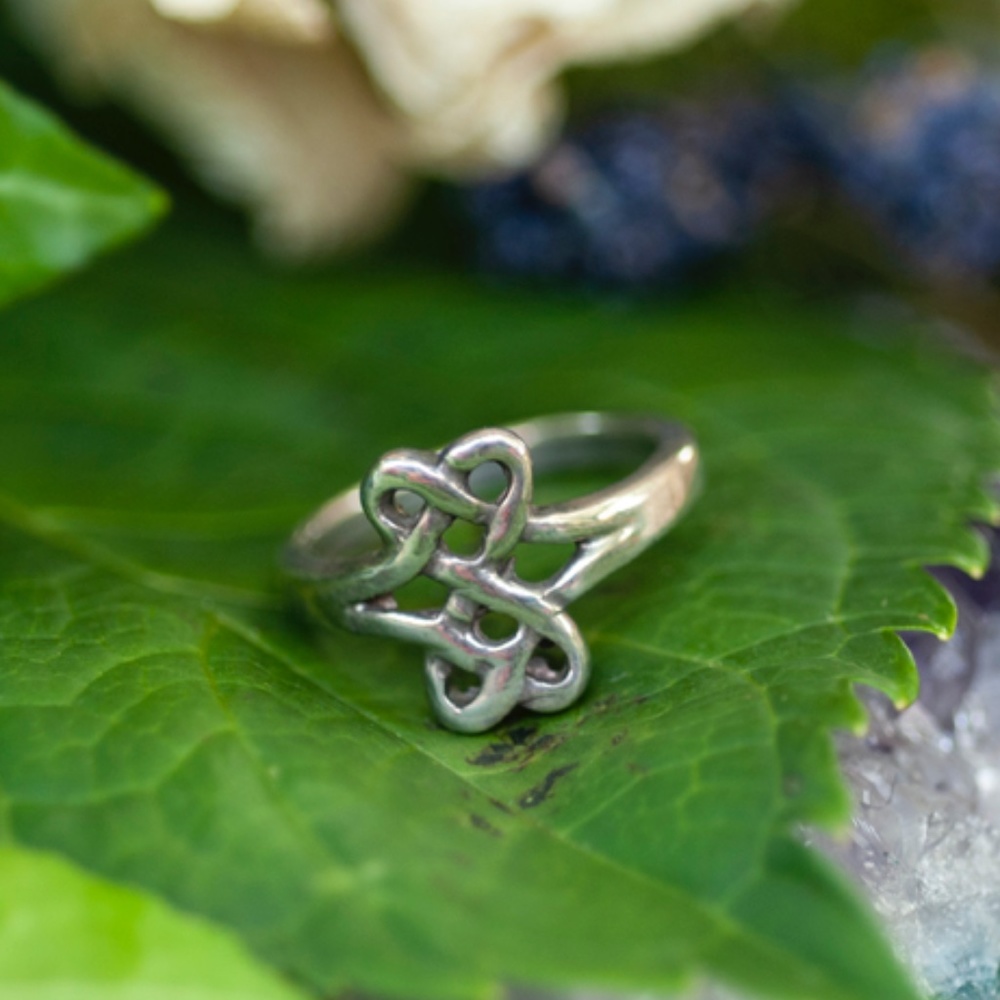 Braided Hearts Celtic Sterling Silver Ring